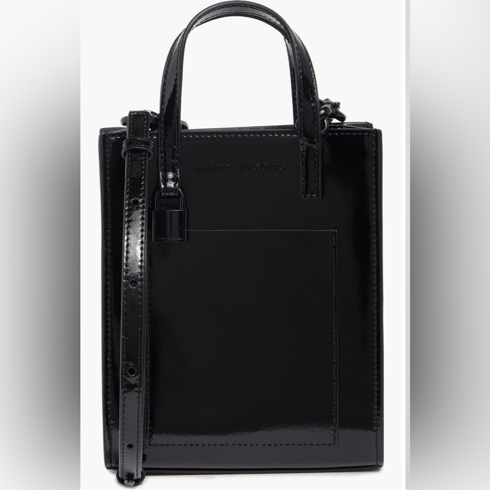 Marc Jacobs Glossy Black Micro Patent Leather Tote